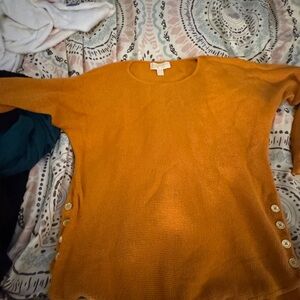 Michael Kors Orange Sweater with Button Accents